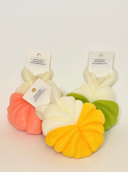 Pumpkin-shaped Bath Sponge with Mesh Ball