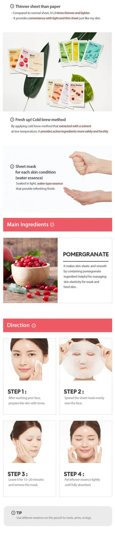 Missha Airy Fit Sheet Mask 20ml - Pomegranate