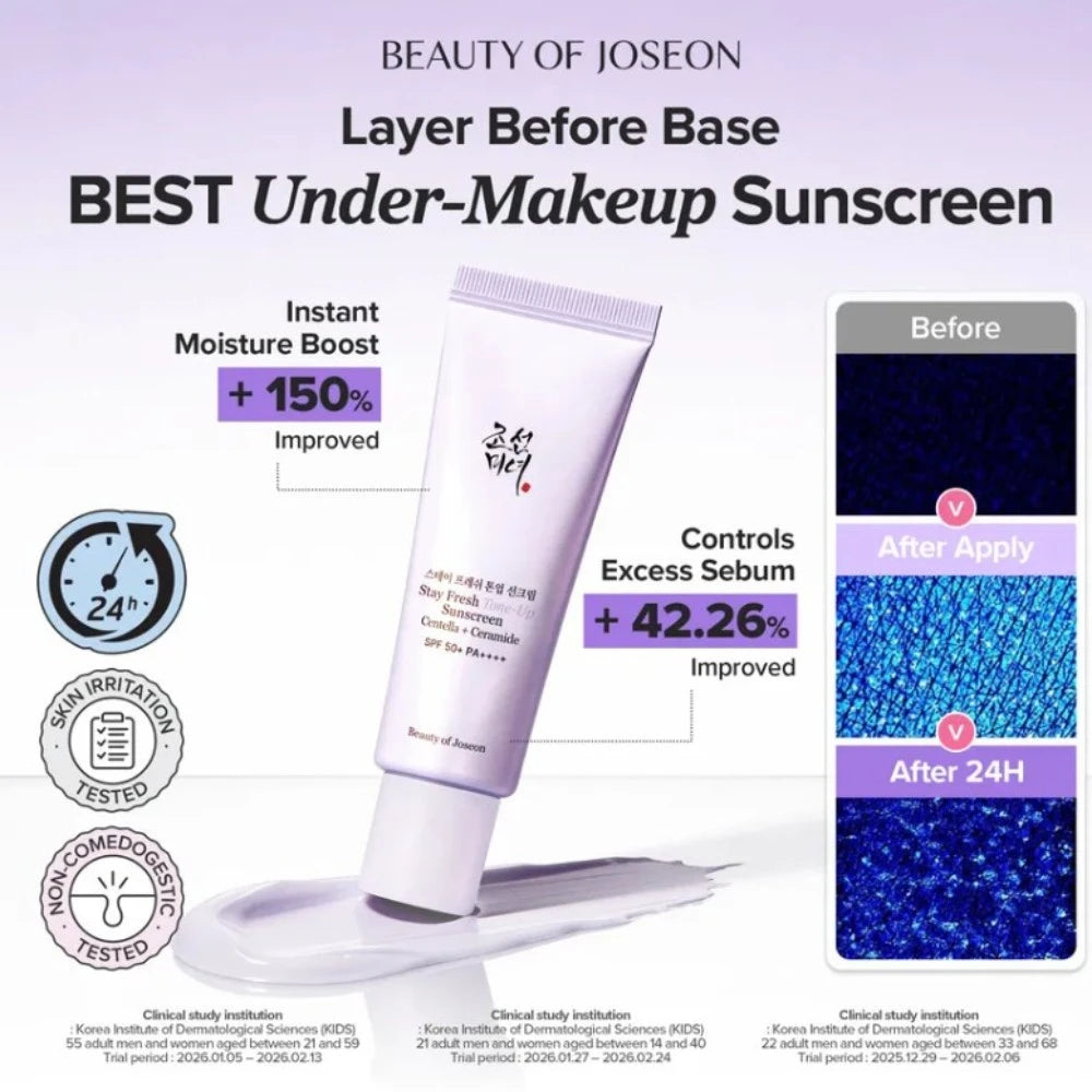 Beauty of Joseon Purple Stay Fresh Tone-Up Sunscreen Centella + Ceramide SPF50+ PA+++ 50ml