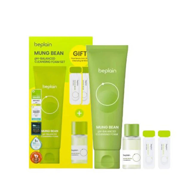 Beplain Mung Bean pH-Balanced Cleansing Foam 80ml (Gift Pore Serum 1ml + Cleansing Oil 10 ml)