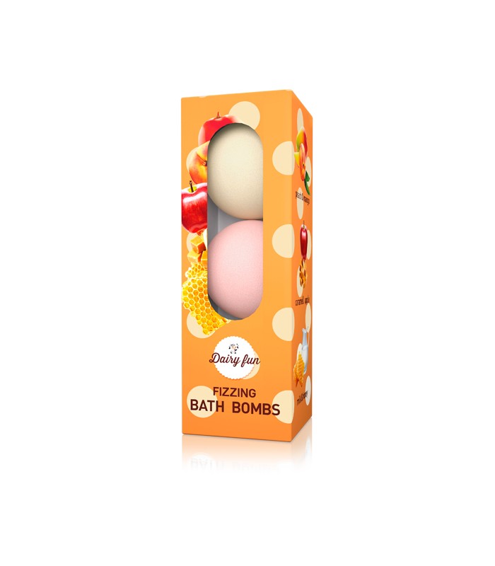 Dairy Fun - 3pc Fizzing Bath Bombs (Milk Honey, Caramel Apple, Peach Mango)