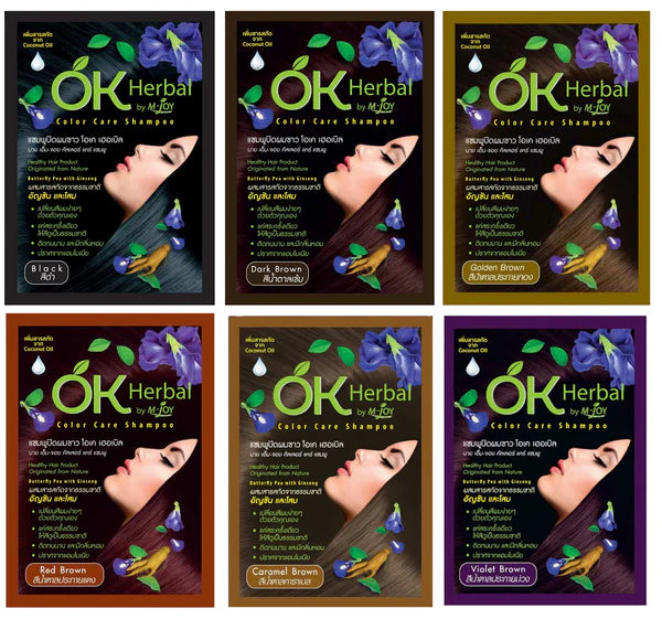 OK Herbal Hair Dye Shampoo - Red Brown  30 ml