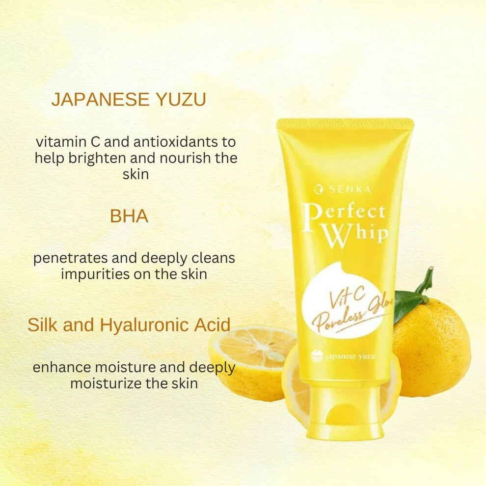 SHISEIDO – Senka Perfect Whip Yuzu Vit C Poreless Glow Face Wash 130g