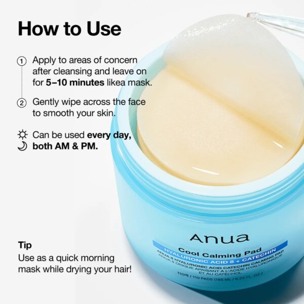 Anua Hyaluronic Acid 8 Catechin Cool Calming Pad 110 Pads
