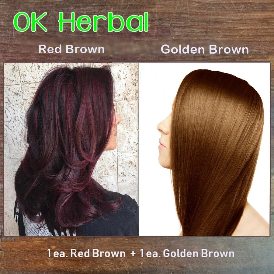 OK Herbal Hair Dye Shampoo - Red Brown  30 ml